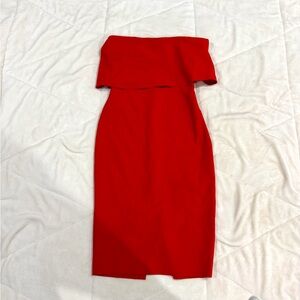 Elegant Red Strapless Dress